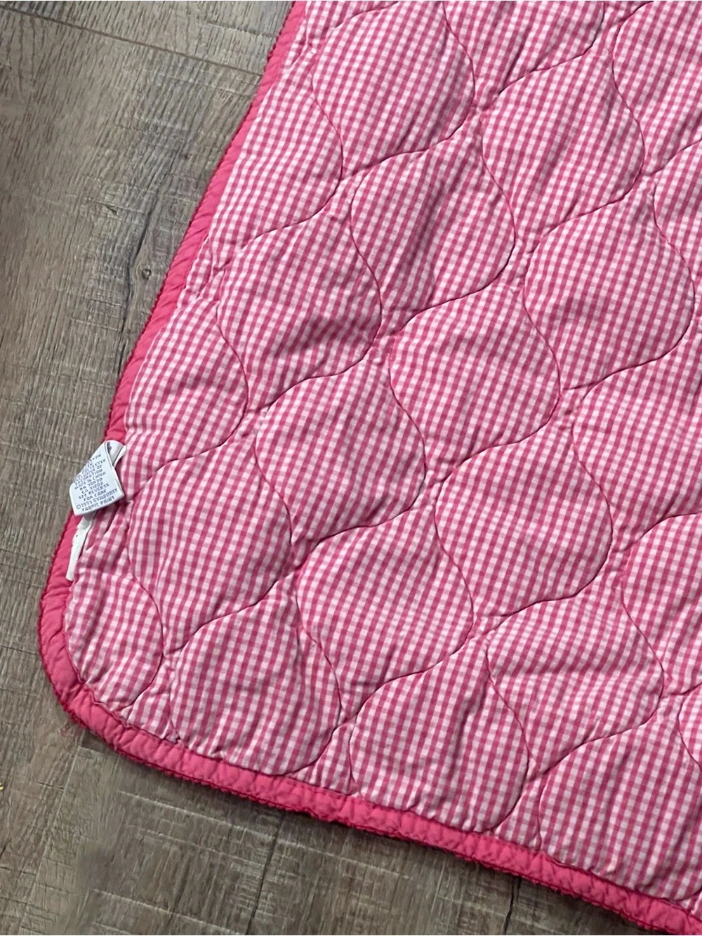 1999 Vintage Gymboree Pink Floral Border gingham baby blanket 38x26” 100% cotton